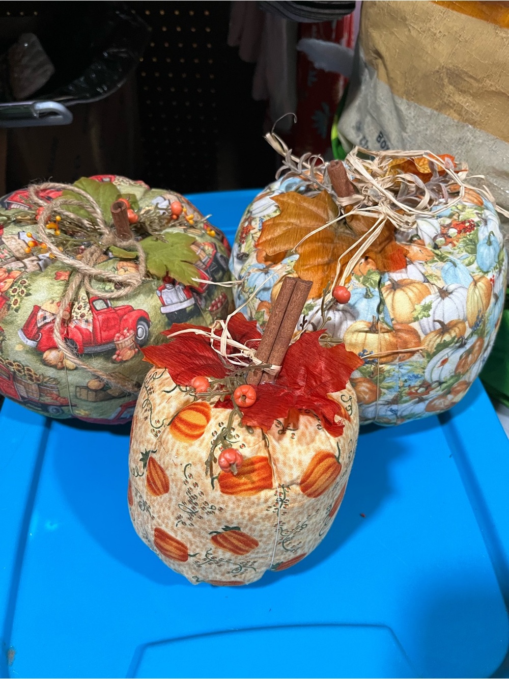 Fabric Pumpkin Trio - Orange Harvest Table Accent